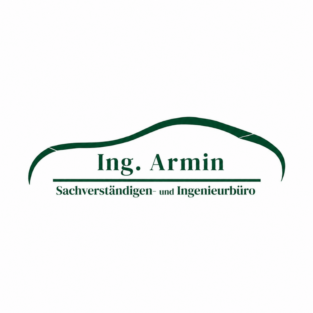 Das Logo zeigt eine grüne Auto-Kontur über dem Schriftzug Ing. Armin. Armin Sachverständigen- und Ingenieurbüro auf weißem Hintergrund